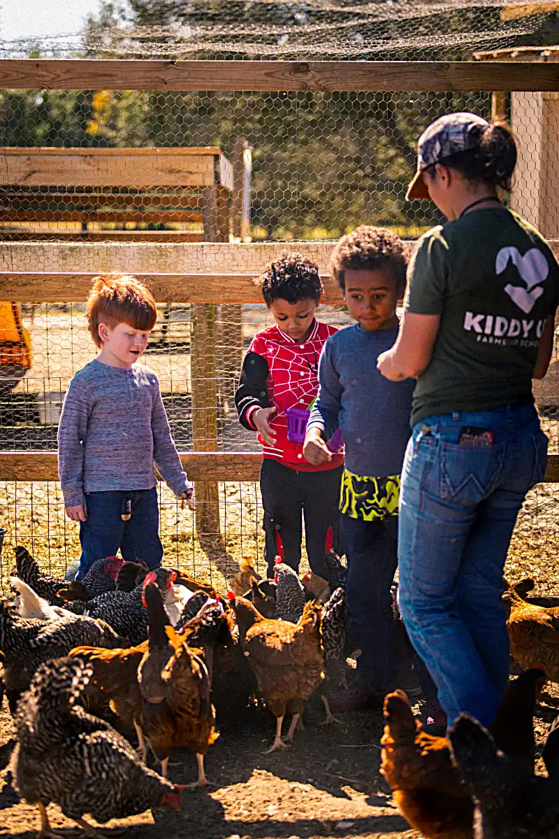 Students working in the garden