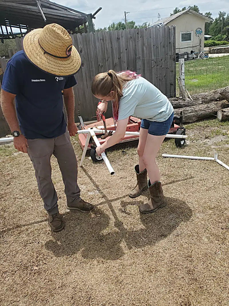 Hands-on learning with farm animals during afternoon activities